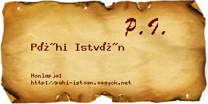 Páhi István névjegykártya